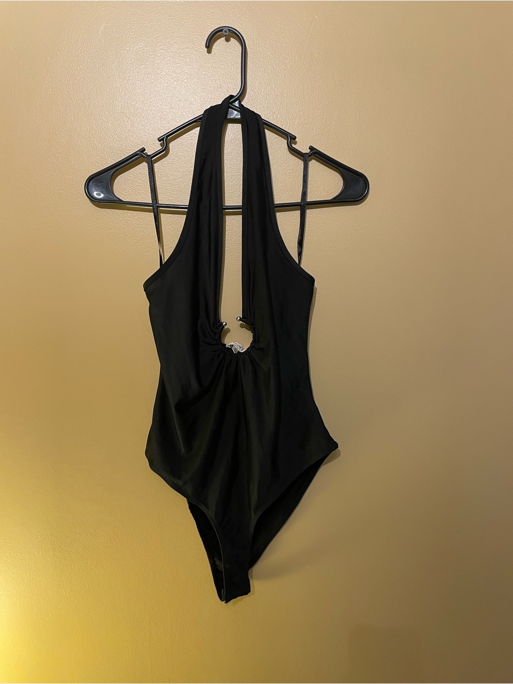 love J Black Halter One-Piece Swimsuit with Cutout Ring